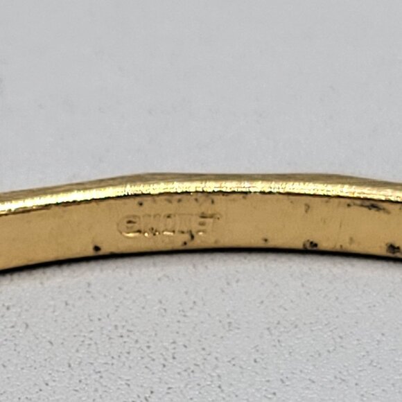 Vintage Monet Gold Tone Bangle Bracelet Brushed Textured Scalloped Design - Picture 7 of 8